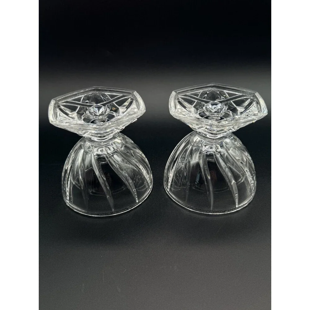 *2* VTG Marquis by Waterford Amway Diamond Collection Reversible Candle Holders